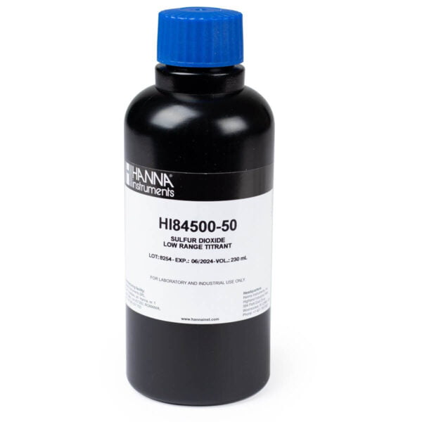 HI84500-50 Titulante de intervalo bajo para minititulador de dióxido de azufre (230 mL)
